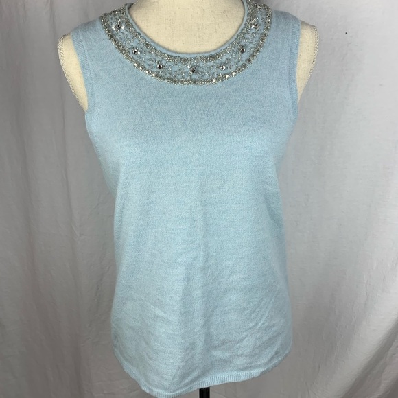 DKNY embellished sky blue top - Picture 1 of 8